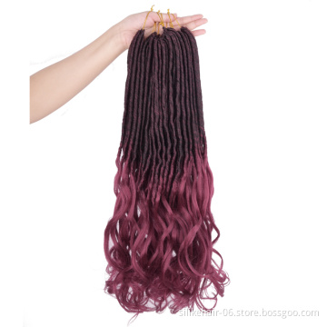 Faux Locs straight Curls Ends Soft22inch Pre-Twisted Curly Goddess Locs Crochet Hair KINKY Crochet Hair Synthetic hair extension